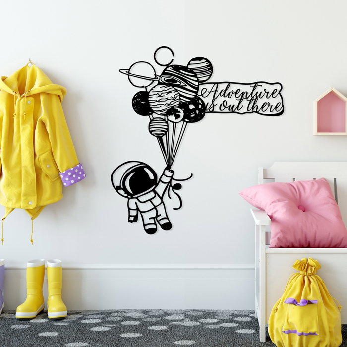 Wallity Astronaut 4 Escultura de Pared de Metal Negra